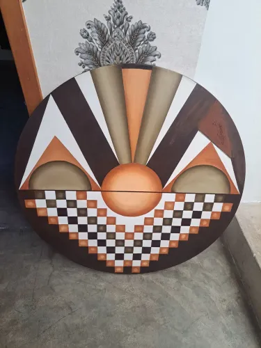 Quadro pintura oleo Tela 1 m de diâmetro pintura 