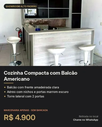 Cozinha Compacta com Balcão Americano