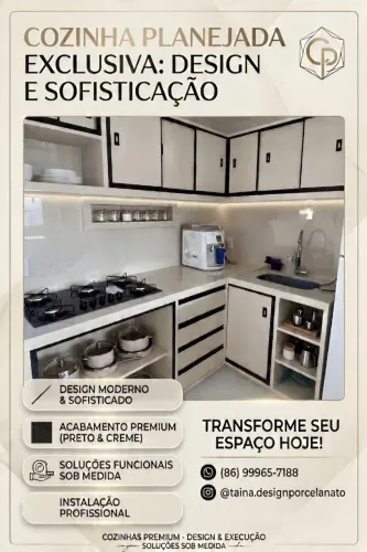 Armário e bancada de porcelanato 