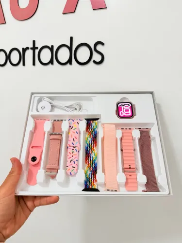 RELÓGIO SMARTWATCH ULTRA MINI PRETO, PRATA E ROSA