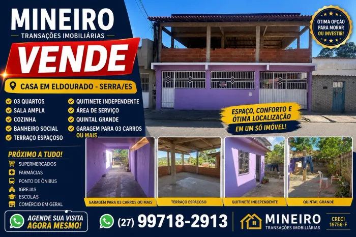 Vendo casas no bairro Eldourado Serra