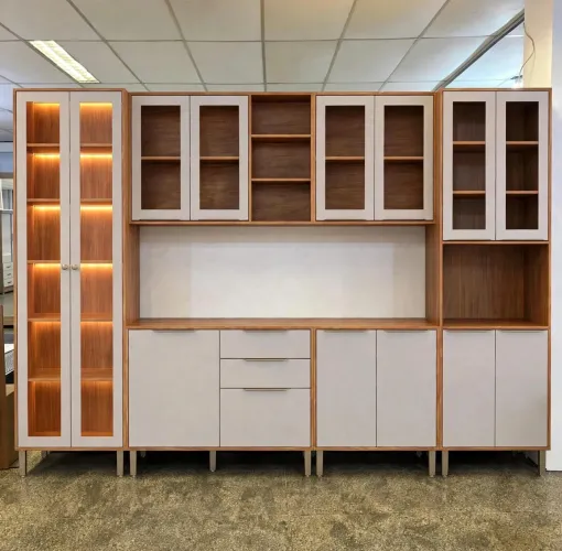Cozinha Brilhante Completa 6 Peças Com Led 14 portas 2 Gavetas 100%mdf