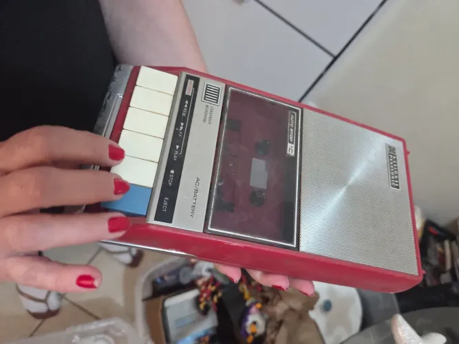 Gravador Toca Fita Cassete National Panasonic Vermelho Vintage