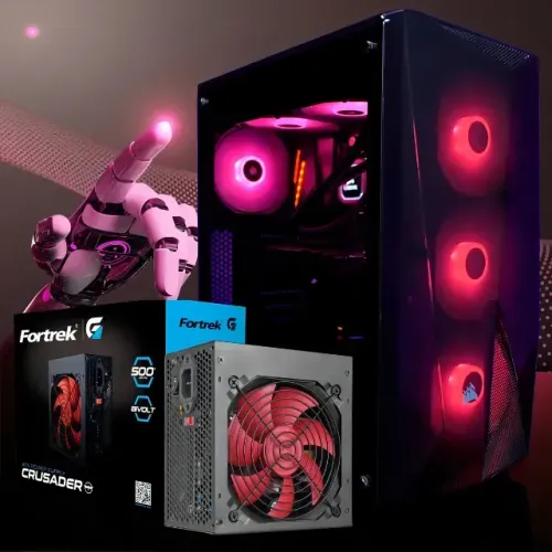 Fonte de Alimentação Fortrek Crusader 500W ATX PC Gamer Silenciosa