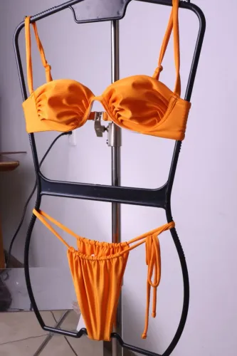 Biquíni Laranja Neon Básico SS Beachwear com Etiqueta