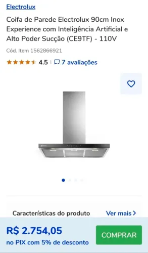 Coifa Electrolux Parede 90cm Inox CE9Tf 110v zero na caixa sem uso. 