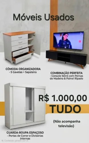 Guarda-roupas + Cômoda + Rack por 1.000,00