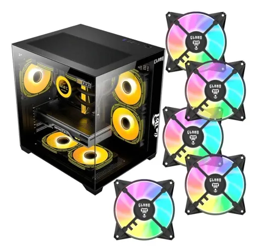 Gabinete Gamer Grodd Night - Com 5 Fans RGB - Vidro Temperado