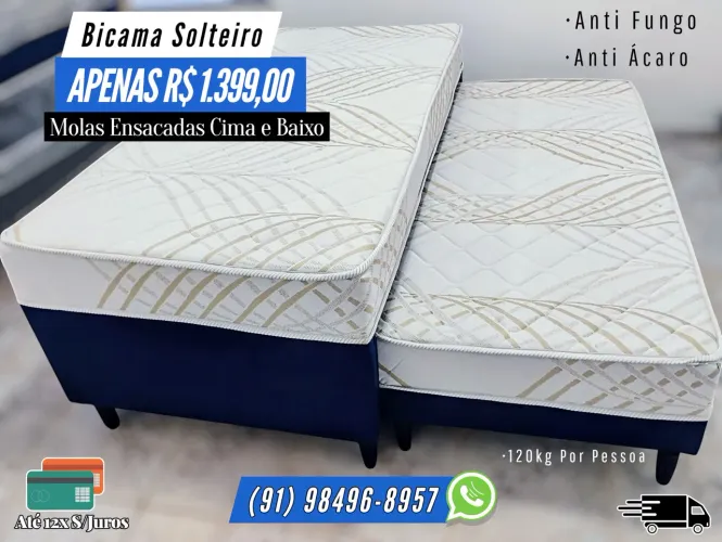 BICAMA SOLTEIRO MOLAS ENSACADAS CIMA E BAIXO OFERTA 