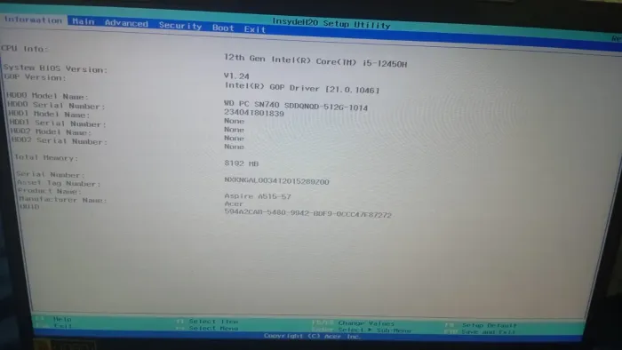 Notebook Acer Aspire A515-57
