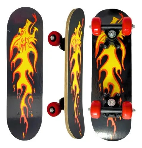 skate infantil completo montado iniciante resistente leve fogo 43cm tk-ab8888