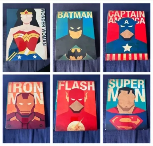 Quadro Decorativo Heróis DC/Marvel