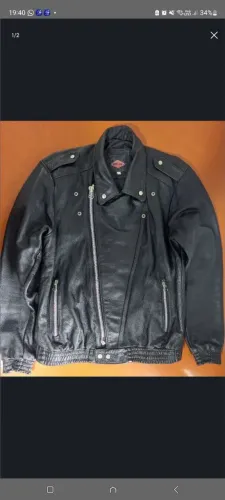 Jaqueta de Couro Legítimo Masculina Estilo Motoqueiro - Tamanho M