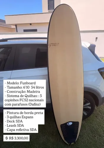 Prancha de Surf Power Light Funboard 6'10 (54 Litros)