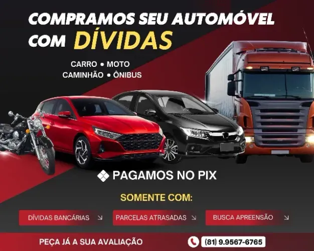 COMPRAMOS SEU VEÍCULO COM DÉBITO DE FINANCIAMENTO 
