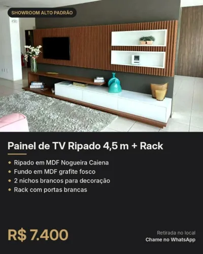 Painel de TV Ripado 4,5 m + Rack
