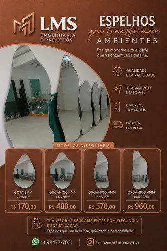     Espelho Decorativo Sob Medida | Banheiro, Sala e Quarto