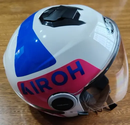 Capacete Aberto Italiano Airoh Helyos Branco/Rosa  56 Viseira Solar (Pouco Usado)