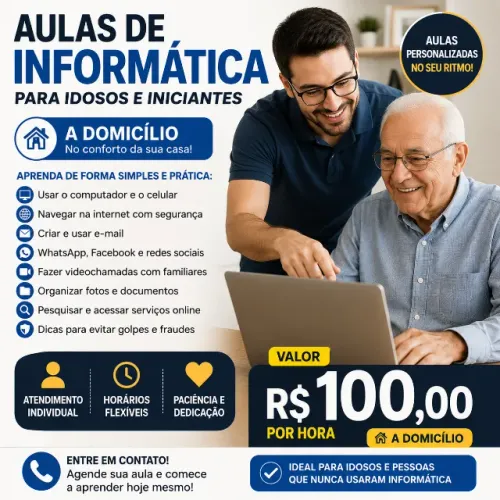 Curso Básico de Informática Para Idosos e Leigos a domicilio