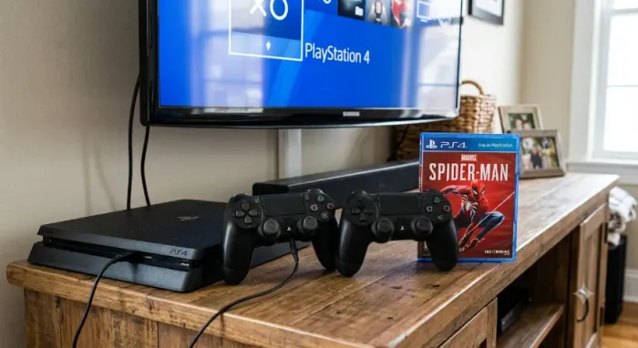 PS4 SLIM 1TB 2 CONTROLES SEMI NOVO