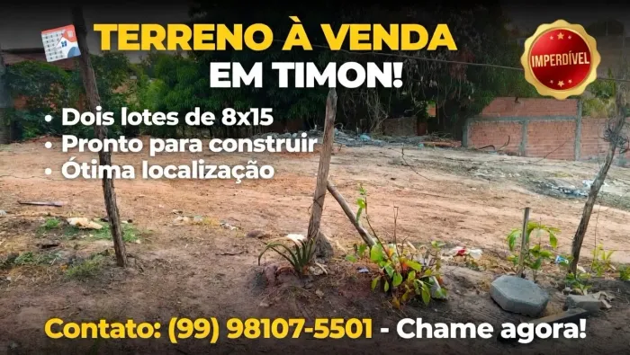 Vendo dois lotes 8x15 em Timon