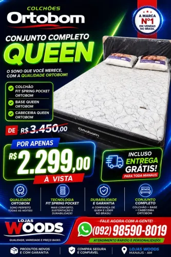 Cama Queen Ortobom R$ 2.299,00 Completa Com Entrega Grátis