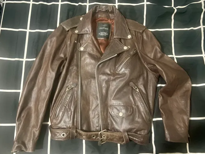 Jaqueta de couro Ellus biker marrom