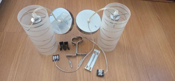 Kit 2 Pendentes Cilíndricos Vidro Fosco - Perfeito Estado!