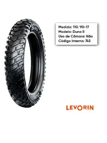 PNEU MOTO BROS 110/90-17 DUNA 2 APLICAÇÃO SEM CÂMARA LEVORIN
