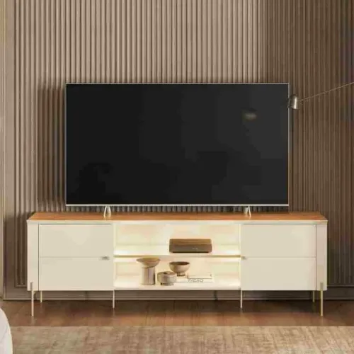 Bancada Brasilia Off White Canela TVs até 75 SR