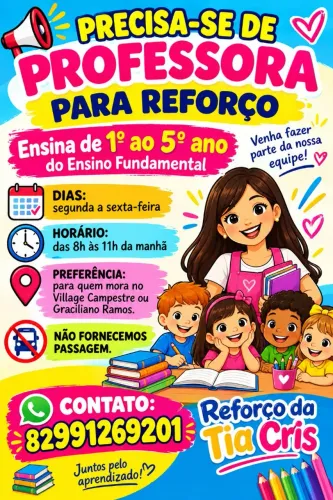 Vaga professora  reforço 
