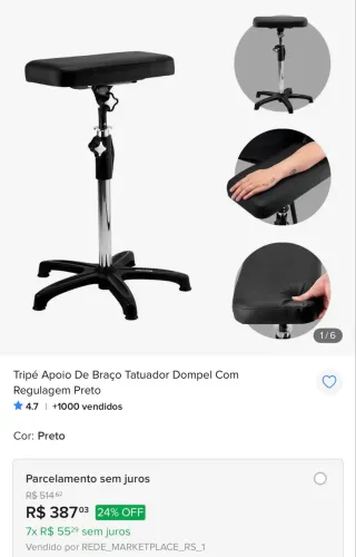 Tripé apoio de braço tattoo/ tatuador com regulagem