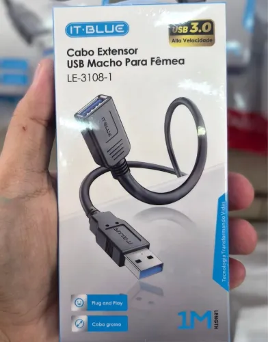 CABO EXTENSOR USB MACHO P/ FEMEA 1M REF: V-LE-3108-1