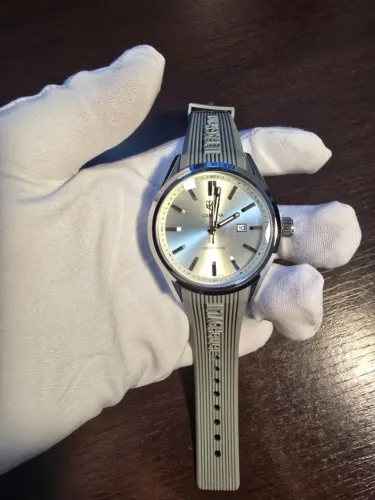 Tag Heuer Calibre 5 Pulseira Latex Prata 42mm todas as marcações Novo Zero