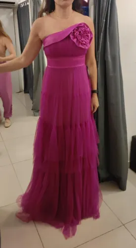 Vestido longo festa rosa fucsia