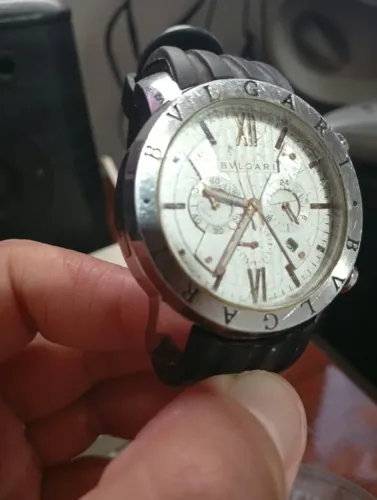 Relógio Bvlgari Chrono (modelo Iron Man) Preto Prateado