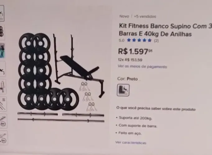 Banco Supino com 40Kg Anilhas