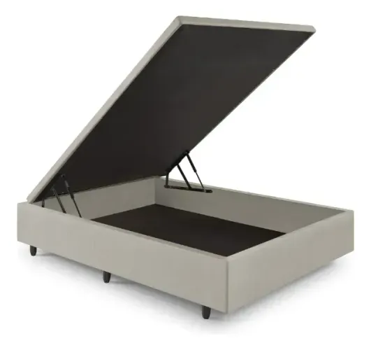 Cama Base Box Baú Viúva Creme