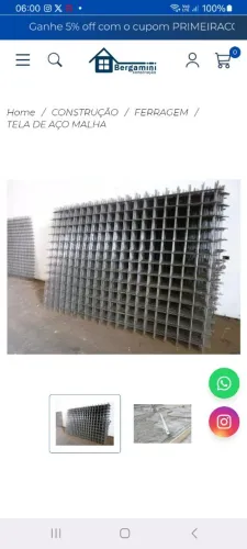 Tenho 22 malhas de ferro 20x20 3mt por 2