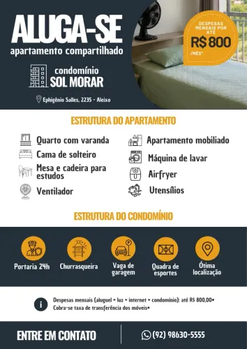 Quarto mobiliado 