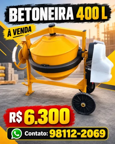 Vendo betoneira 400 litros nova. No plástico, nunca usada