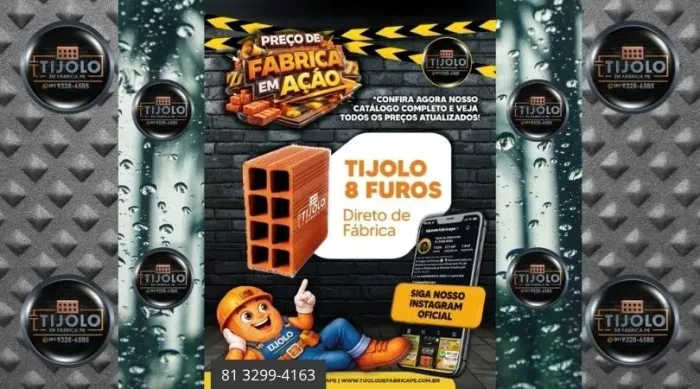 tijolo 8 furos a partir de 3 milheiros recife