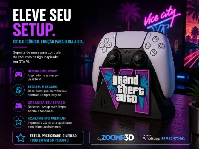 Base para controle de PS5 na Temática de GTA VI (GTA6)