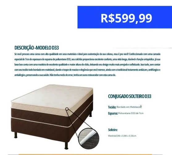 Cama box solteiro conjugada D33