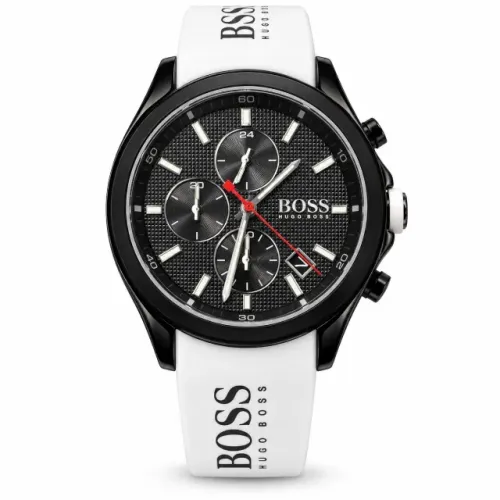 Relógio Masculino BOSS 44mm, Pulseira De Silicone Branco - Novo