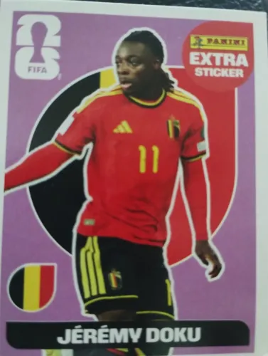 Figurinha Jeremy Doku Legend Extra Sticker Copa 2026 Lilás