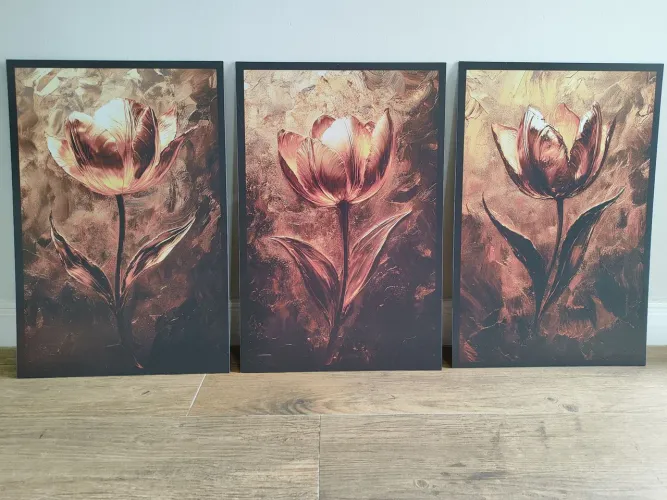 Quadro decorativo flores bronze