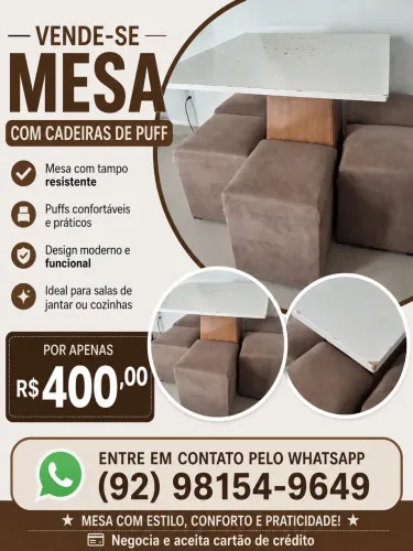 Vende-se Mesa com Pufs