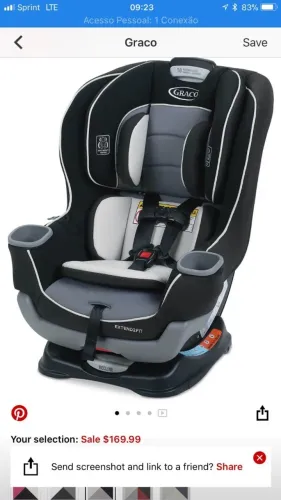 Cadeirinha de carro - Graco Extend2Fit Convertible Car Seat 3 em 1 