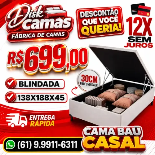 Sua Cama Baú Casal Blindada por R$699,00 - Organização e Conforto em um Só Produto